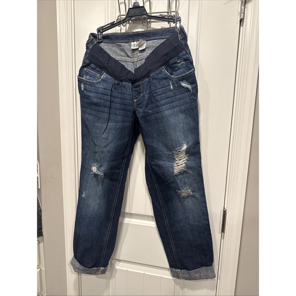 Duo Maternity Distressed Jeans Cuffed Ankles Size Medium